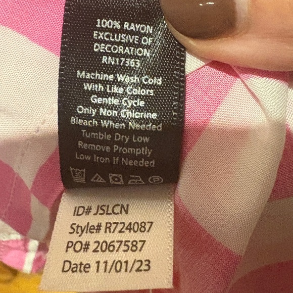 Kensie Lace Strap Pink Check PJ Top - Picture 12 of 12